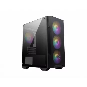 PC korpusas MSI MAG FORGE M100A Micro Tower juodas su grūdintu stiklu, 3x120mm priekiniai ventiliatoriai, RGB, microATX/Mini‑ITX