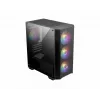 PC korpusas MSI MAG FORGE M100A Micro Tower juodas su grūdintu stiklu, 3x120mm priekiniai ventiliatoriai, RGB, microATX/Mini‑ITX