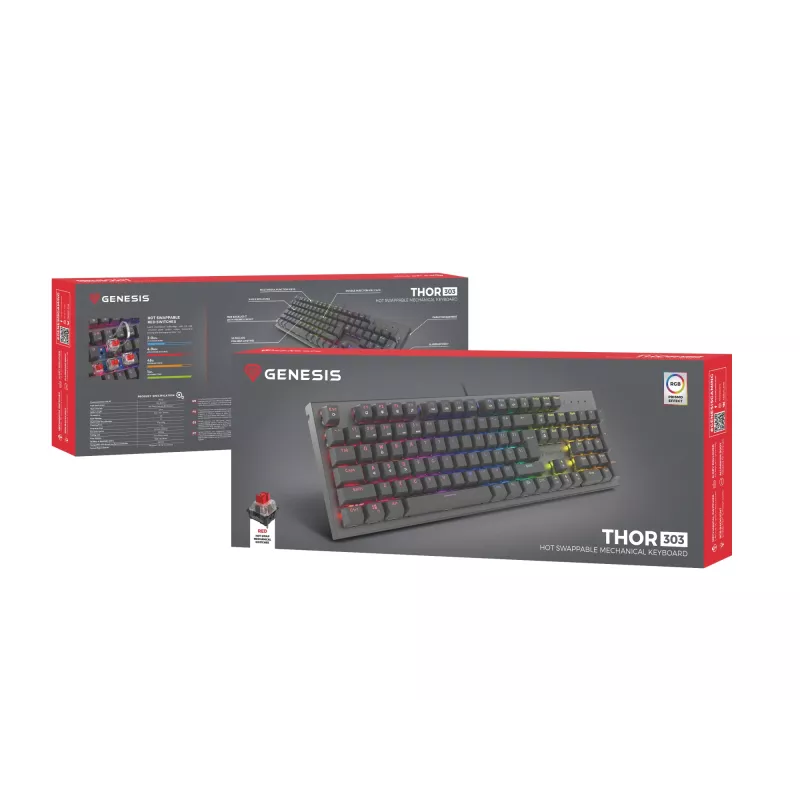 GENESIS Thor 303 klaviatūra žaidimams USB mechaninė QWERTY US International juoda