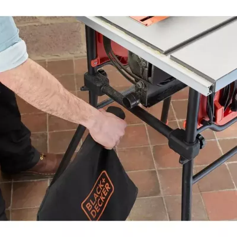 Staldis pjūklas Black & Decker BES720-QS — 1800 W, 25,4 cm diskas, 8,5 cm pjovimo gylis, ant kojų, su staliniu pratęsimu