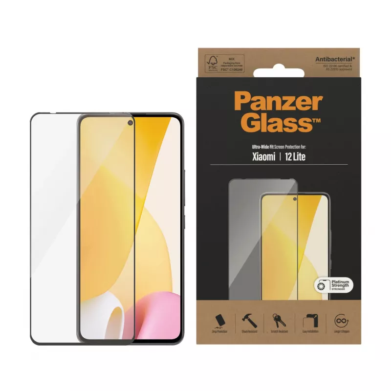 Apsauginis stiklas PanzerGlass Xiaomi 12 Lite Ultra-Wide Fit atsparus įbrėžimams ir smūgiams