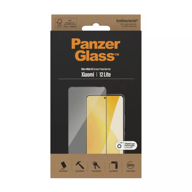 Apsauginis stiklas PanzerGlass Xiaomi 12 Lite Ultra-Wide Fit atsparus įbrėžimams ir smūgiams