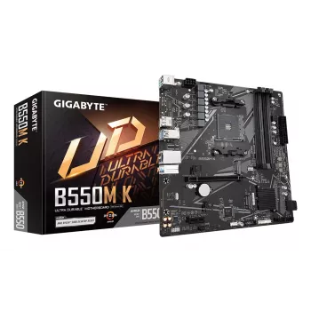GIGABYTE B550M K pagrindinė plokštė - AMD Ryzen 5000 procesoriams, iki 4733MHz DDR4, 1xPCIe 4.0 + 1xPCIe 3.0 M.2, 1GbE LAN, USB 3.2 Gen 1