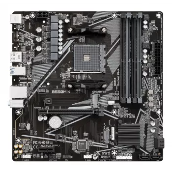 GIGABYTE B550M K pagrindinė plokštė - AMD Ryzen 5000 procesoriams, iki 4733MHz DDR4, 1xPCIe 4.0 + 1xPCIe 3.0 M.2, 1GbE LAN, USB 3.2 Gen 1