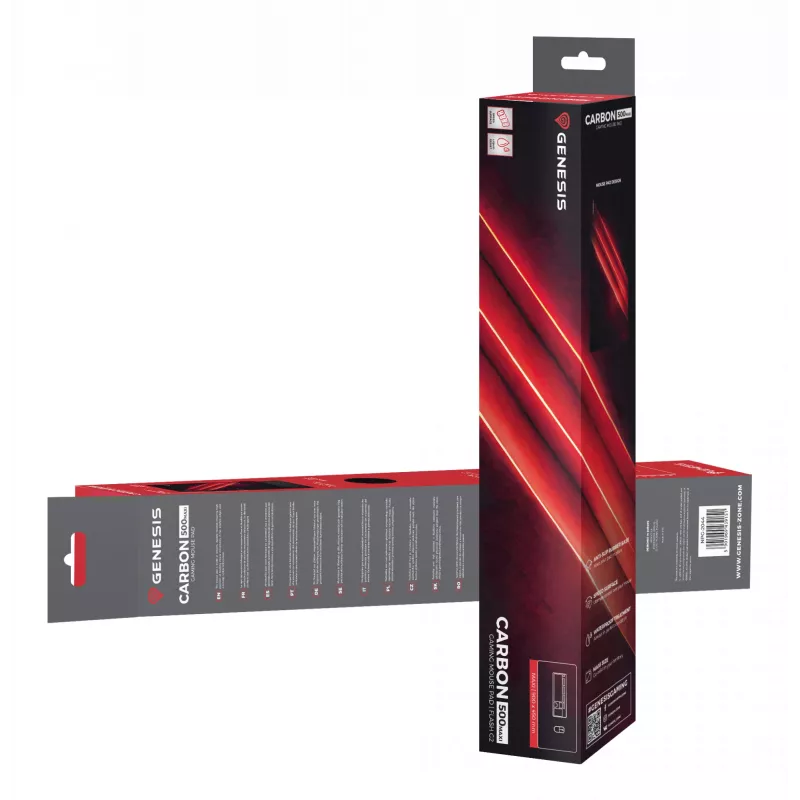 Pelės kilimėlis žaidimams GENESIS Carbon 500 Maxi Flash G2, juodas/raudonas