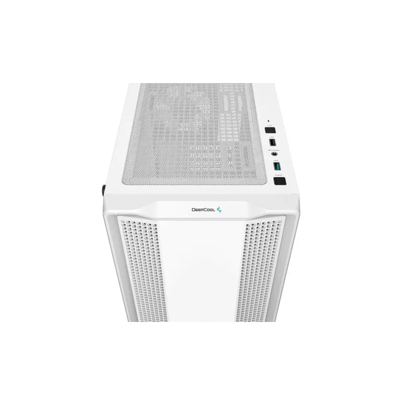 PC korpusas DeepCool CC360 WH ARGB Mini Tower Baltas — Micro-ATX/Mini-ITX, grūdintas stiklas, 2x 3.5 colio + 3x 2.5 colio, 2x priekiniai 120 mm ventiliatoriai