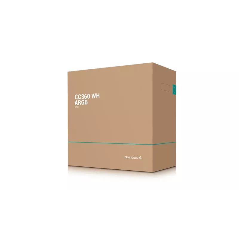 PC korpusas DeepCool CC360 WH ARGB Mini Tower Baltas — Micro-ATX/Mini-ITX, grūdintas stiklas, 2x 3.5 colio + 3x 2.5 colio, 2x priekiniai 120 mm ventiliatoriai