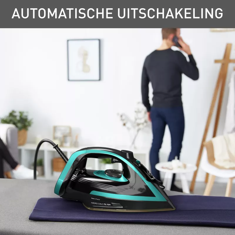Lyginimo lygintuvas Tefal Puregliss FV8066 su Durilium AirGlide Autoclean padu, 3000 W, juodas, mėlynas