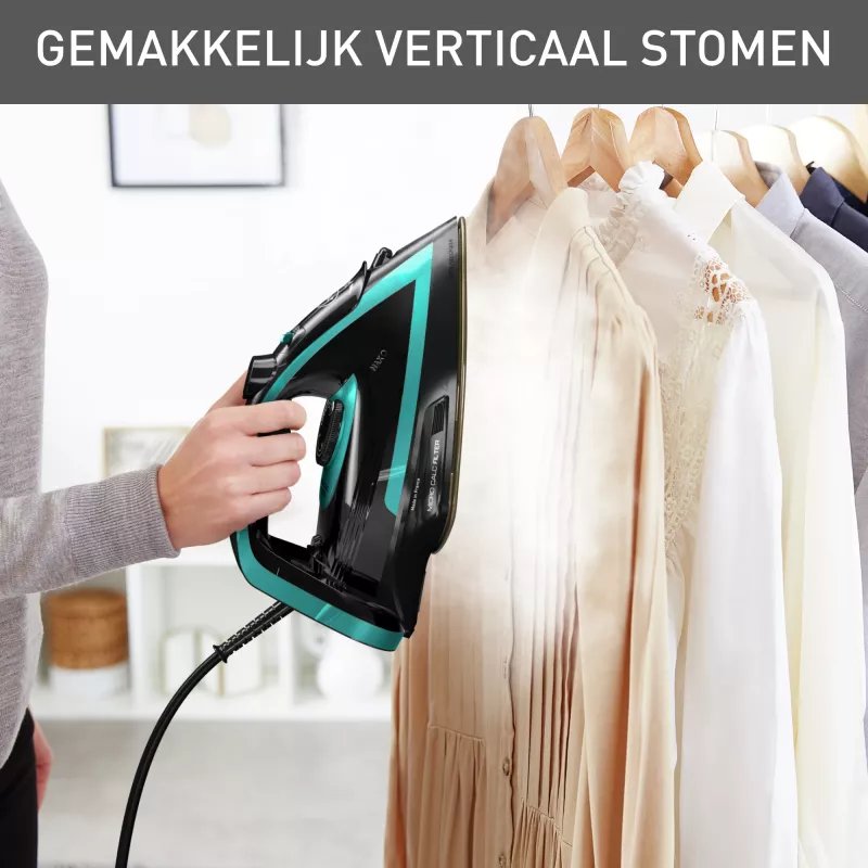 Lyginimo lygintuvas Tefal Puregliss FV8066 su Durilium AirGlide Autoclean padu, 3000 W, juodas, mėlynas