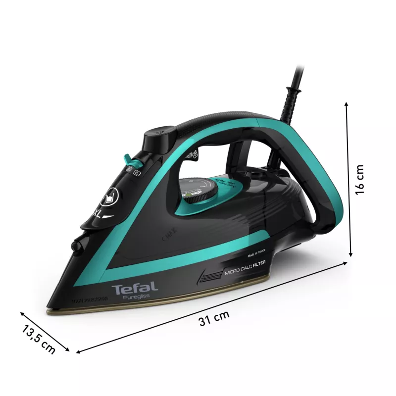 Lyginimo lygintuvas Tefal Puregliss FV8066 su Durilium AirGlide Autoclean padu, 3000 W, juodas, mėlynas