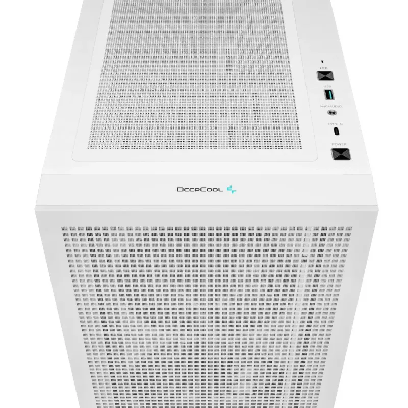 PC korpusas DeepCool CH560 DIGITAL WH Midi Tower — Baltas, EATX/ATX, grūdintas stiklas, RGB ventiliatoriai, USB-C