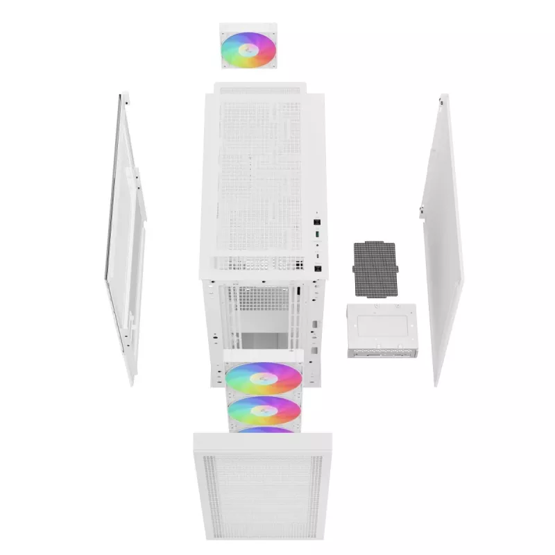 PC korpusas DeepCool CH560 DIGITAL WH Midi Tower — Baltas, EATX/ATX, grūdintas stiklas, RGB ventiliatoriai, USB-C