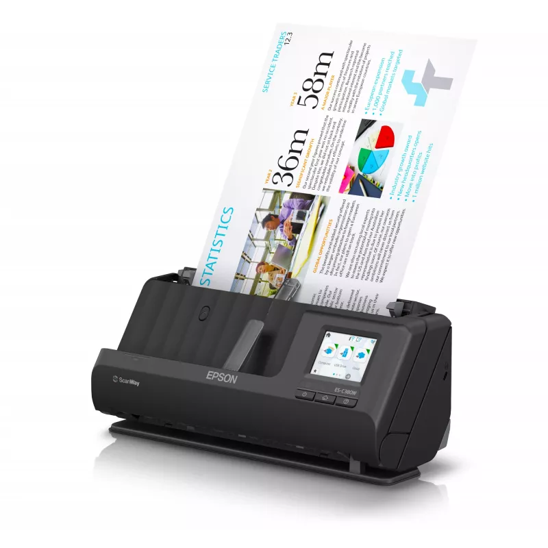 Epson ES-C380W ADF + plokščiasis dokumentų skaitytuvas 600 x 600 DPI A4 Juodas