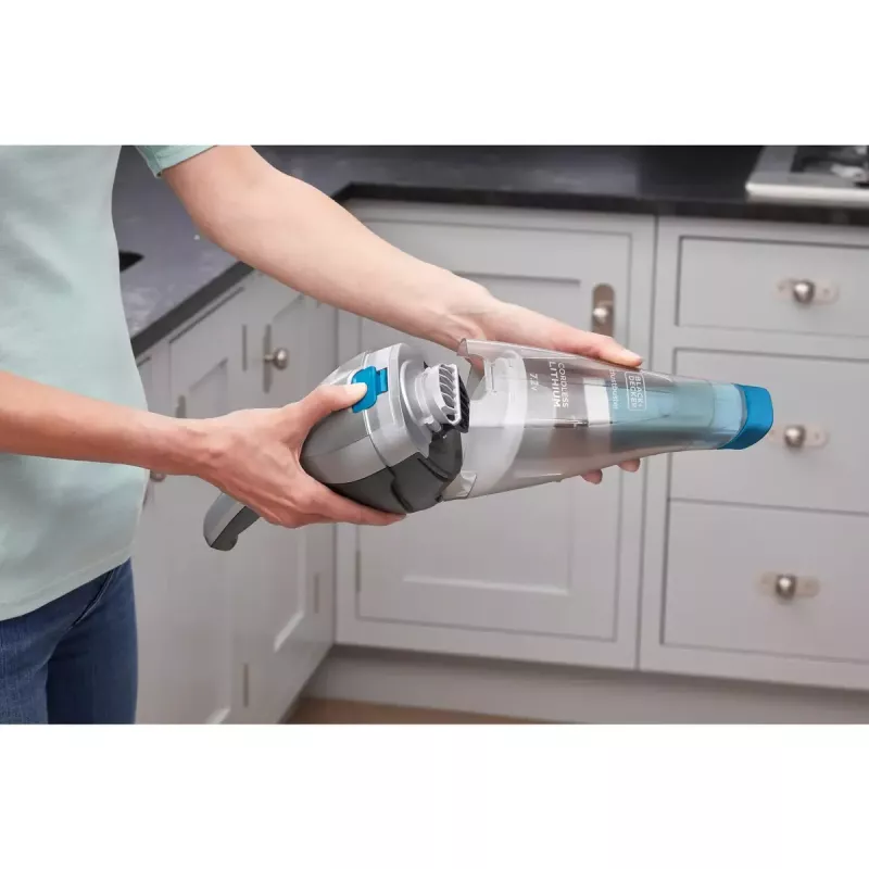 Black & Decker NVC215WA-QW DustBuster belaidis rankinis siurblys, 0,3 l dulkių talpykla, 1500 mAh Li-ion, plaunamas filtras, mėlynas/pilkas