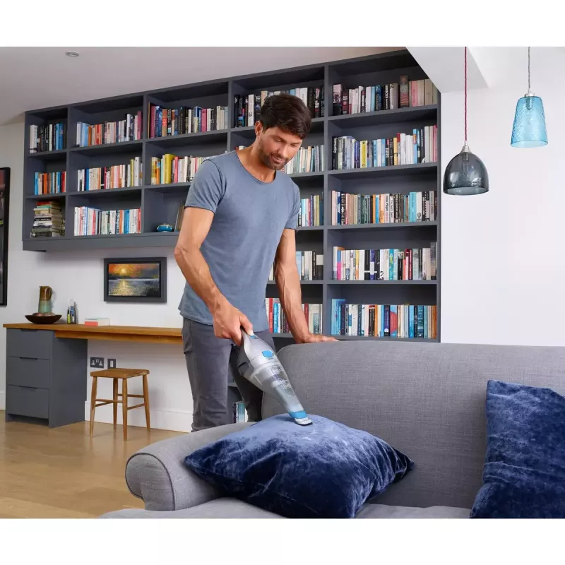 Black & Decker NVC215WA-QW DustBuster belaidis rankinis siurblys, 0,3 l dulkių talpykla, 1500 mAh Li-ion, plaunamas filtras, mėlynas/pilkas