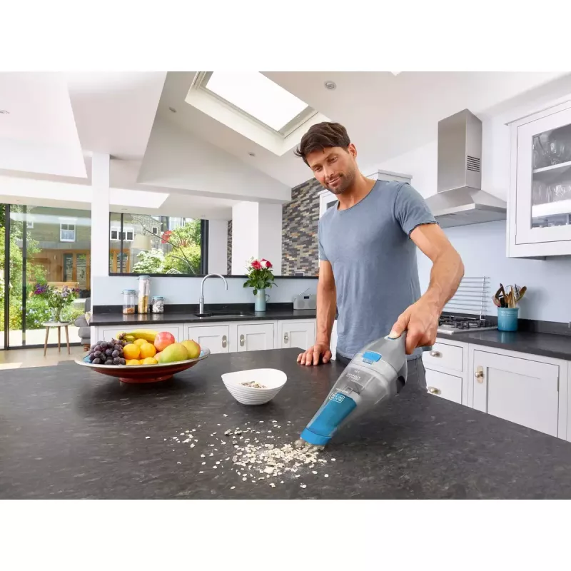 Black & Decker NVC215WA-QW DustBuster belaidis rankinis siurblys, 0,3 l dulkių talpykla, 1500 mAh Li-ion, plaunamas filtras, mėlynas/pilkas