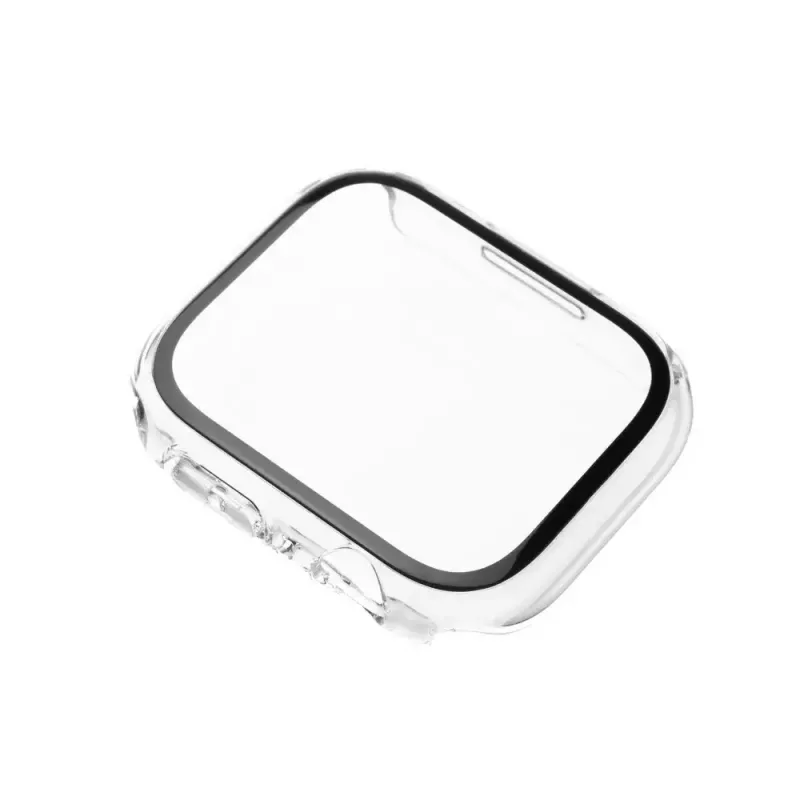Fiksuotas ekrano apsauginis stiklas Apple Watch 45mm Series 8 – skaidrus polikarbonatas, viso rėmelio danga