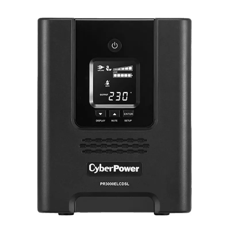 Nepertraukiamo maitinimo šaltinis CyberPower PR3000ELCDSL, linijinis-interaktyvus, 3 kVA, 2700 W, 9 lizdai