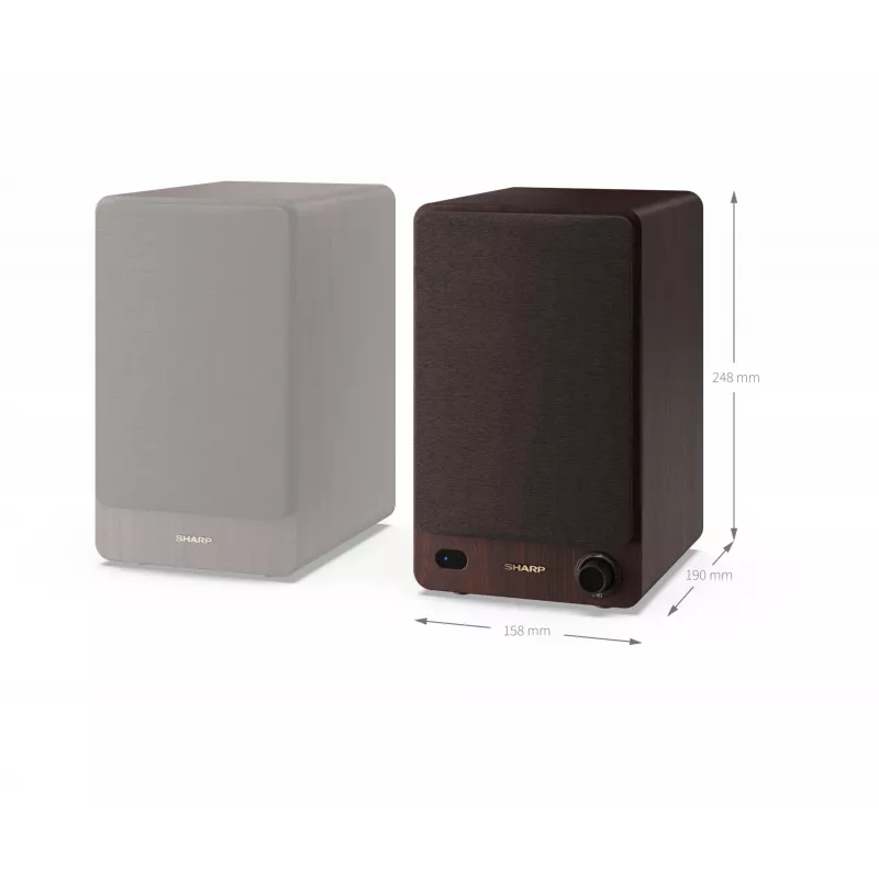 Sharp CP-SS30BR knygų lentynos garsiakalbiai 2 krypčių rudi, laidiniai ir belaidžiai, 60 W