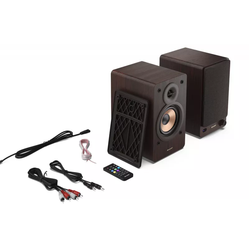 Sharp CP-SS30BR knygų lentynos garsiakalbiai 2 krypčių rudi, laidiniai ir belaidžiai, 60 W