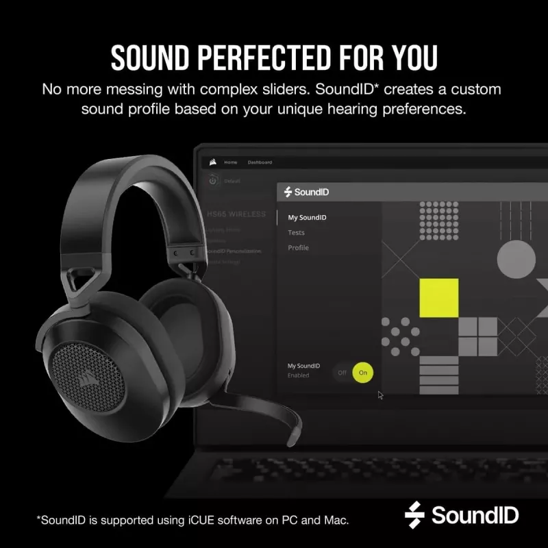 CORSAIR Gaming ausinės HS65 Wireless – anglies spalvos