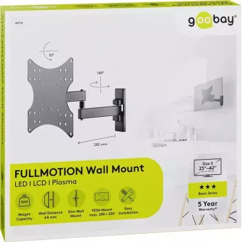 Goobay TV laikiklis sieninis FULLMOTION (S) 15 kg 23-42 coliai