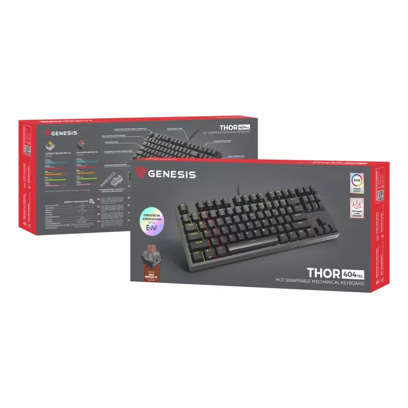 GENESIS Thor 404 TKL klaviatūra žaidimams USB QWERTY JAV anglų juoda