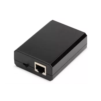 DIGITUS Gigabit PoE+ skirstytuvas, 10/100/1000 Mbps, 24W Įėjimas: 802.3at PoE, Išėjimas: 5V/2A, 9V/2A, 12V/2A, plastikinis korpusas, juodas