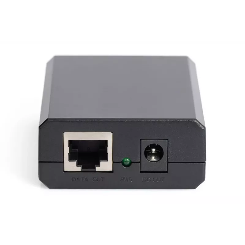 DIGITUS Gigabit PoE+ skirstytuvas, 10/100/1000 Mbps, 24W Įėjimas: 802.3at PoE, Išėjimas: 5V/2A, 9V/2A, 12V/2A, plastikinis korpusas, juodas