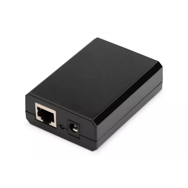 DIGITUS Gigabit PoE+ skirstytuvas, 10/100/1000 Mbps, 24W Įėjimas: 802.3at PoE, Išėjimas: 5V/2A, 9V/2A, 12V/2A, plastikinis korpusas, juodas