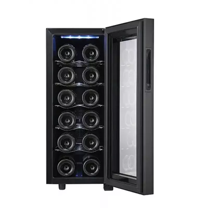 Termoelektrinis vyno šaldytuvas Adler AD 8083 — 12 butelių, laisvai pastatomas, juodas, 33 L, 12–18 °C