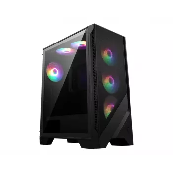 PC korpusas MSI MAG FORGE 120A AIRFLOW Midi Tower – juodas, grūdintas stiklas, tinklelis, 3×120mm priekiniai ventiliatoriai, 2×120mm viršutiniai ventiliatoriai, ATX palaikymas