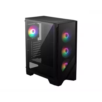 PC korpusas MSI MAG FORGE 120A AIRFLOW Midi Tower – juodas, grūdintas stiklas, tinklelis, 3×120mm priekiniai ventiliatoriai, 2×120mm viršutiniai ventiliatoriai, ATX palaikymas
