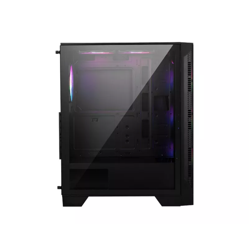 PC korpusas MSI MAG FORGE 120A AIRFLOW Midi Tower – juodas, grūdintas stiklas, tinklelis, 3×120mm priekiniai ventiliatoriai, 2×120mm viršutiniai ventiliatoriai, ATX palaikymas