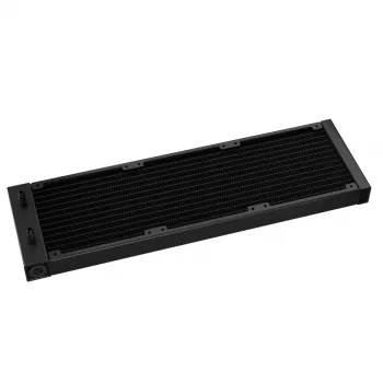 Vandens aušintuvas DeepCool LS720S Zero Dark — 3×120 mm ventiliatoriai, 360 mm radiatorius, 41 cm vamzdeliai, 6 W siurblys, LGA1151/AM4/AM5 palaikymas, juodas