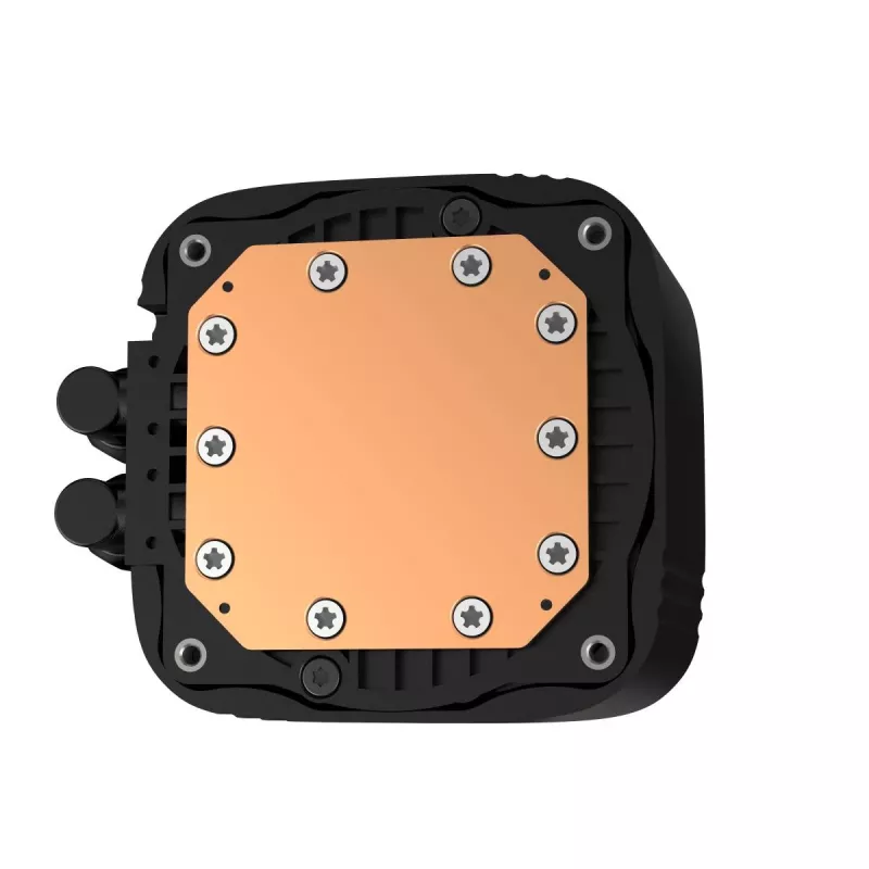 Vandens aušintuvas DeepCool LS720S Zero Dark — 3×120 mm ventiliatoriai, 360 mm radiatorius, 41 cm vamzdeliai, 6 W siurblys, LGA1151/AM4/AM5 palaikymas, juodas