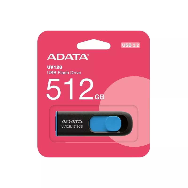 ADATA UV128 512 GB USB atmintukas USB Type-A 3.2 Gen 1 juodas, mėlynas