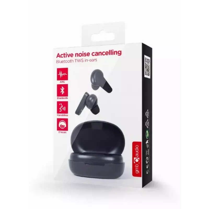 GEMBIRD Malmo belaidžiai TWS ausinės su ANC – stereo – Bluetooth – juodos