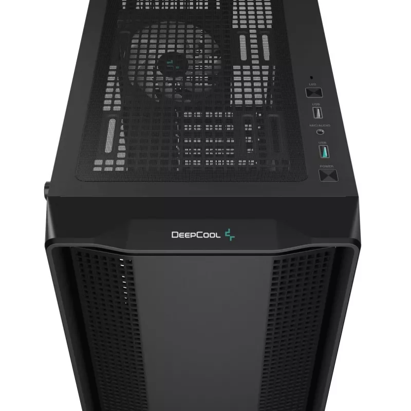 PC korpusas DeepCool CC560 ARGB V2 Midi Tower Juodas — ATX/Micro‑ATX/Mini‑ITX, grūdintas stiklas, aRGB, telpa iki 370 mm GPU