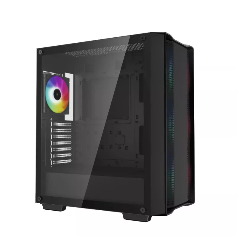 PC korpusas DeepCool CC560 ARGB V2 Midi Tower Juodas — ATX/Micro‑ATX/Mini‑ITX, grūdintas stiklas, aRGB, telpa iki 370 mm GPU