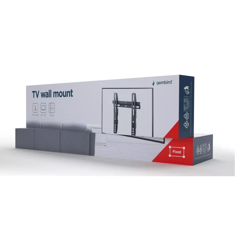 Gembird WM-42F-02 TV laikiklis juodas 40 kg talpa 23–42 coliai