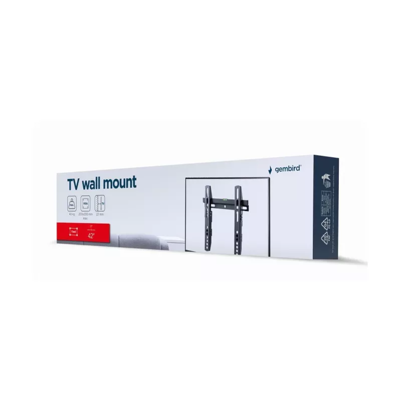 Gembird WM-42F-02 TV laikiklis juodas 40 kg talpa 23–42 coliai