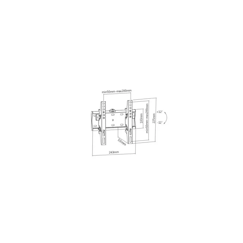 Gembird WM-42T-02 pasvirasis sieninis TV laikiklis 23–42" ekranams, pasvirimas -12°/+12°, VESA 75x75–200x200, maks. 30 kg, 5,3 cm nuo sienos, plieninis, juodos spalvos