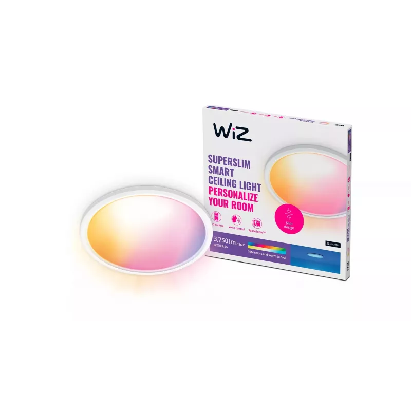 WiZ Superslim Ceiling 32 W protingas lubinis šviestuvas, Wi-Fi/Bluetooth, baltas
