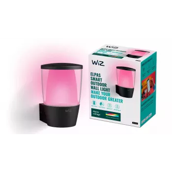 WiZ sieninis šviestuvas ELPAS, išmanus, Wi-Fi/Bluetooth, juodas, LED, metalas/plastikas