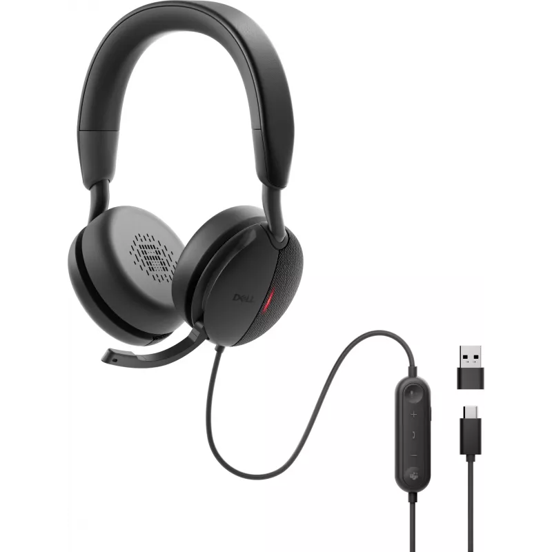 DELL Pro Plus laidinė ausinė su ANC - WH5024, laidinė, pokalbiams/muzikai, 20-20000 Hz, 189 g, ausinės, juoda