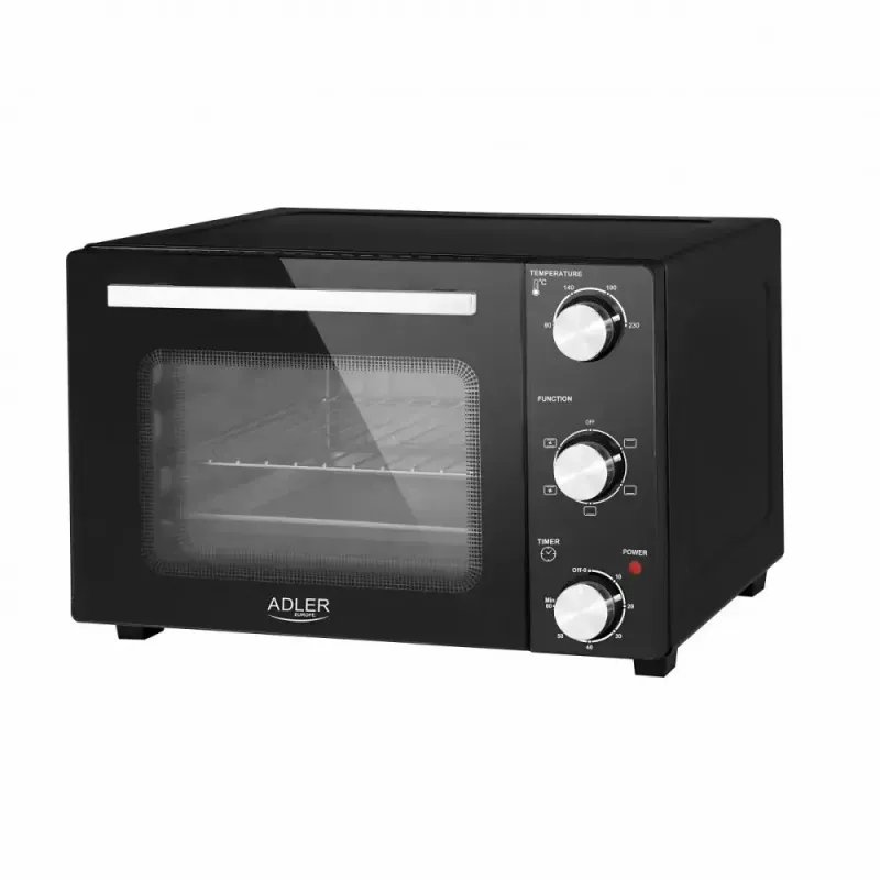Elektrinė stalviršinė orkaitė Adler AD 6024 – kompaktiška, 22 l, 1300 W, juoda