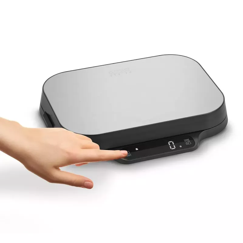 Virtuvinės svarstyklės CASO KitchenDuo 03291 – skaitmeninės, nerūdijančio plieno ir juodos spalvos, LED ekranas, 5 kg talpa, taros funkcija
