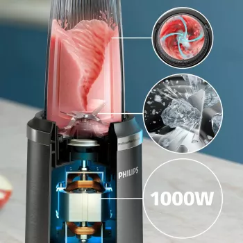 Stalinis blenderis Philips 5000 serijos HR2766/00 – 1000 W, 0,7 L dubuo, 0,3 L smulkintuvas, juodas / nerūdijantis plienas