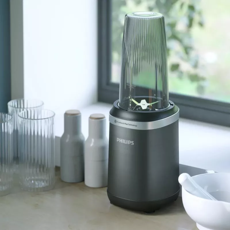 Stalinis blenderis Philips 5000 serijos HR2766/00 – 1000 W, 0,7 L dubuo, 0,3 L smulkintuvas, juodas / nerūdijantis plienas